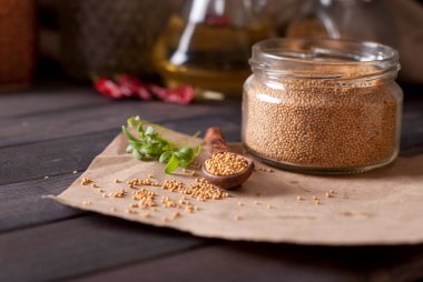 mustard. dark style. selective focus