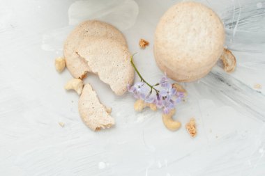 biscuits on grey background. selective focus
