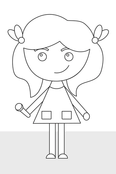 Simple Drawing Girl Microphone — 스톡 사진