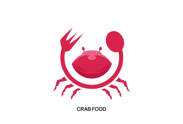 Illustration Vector Graphic Red Crab Seafood Culinary Design Combined Fork — Stock Vector