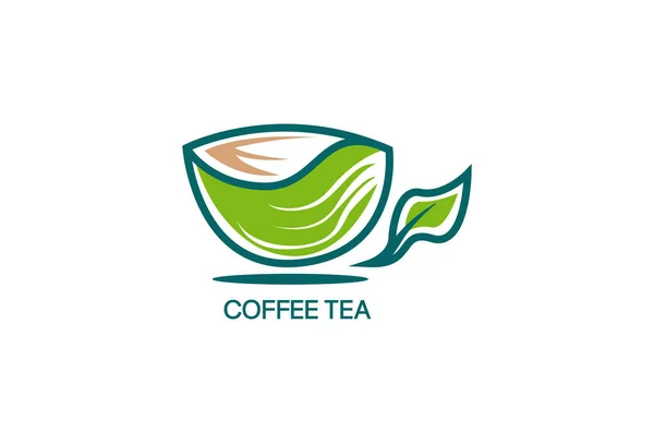 Векторное Изображение Чашки Чая Листья Кофе Подходит Травяной Логотип — стоковый вектор