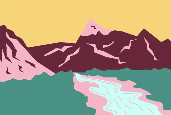 Illustration Vector graphic of mountain View with abstract organic style fit for Modern Background design etc.