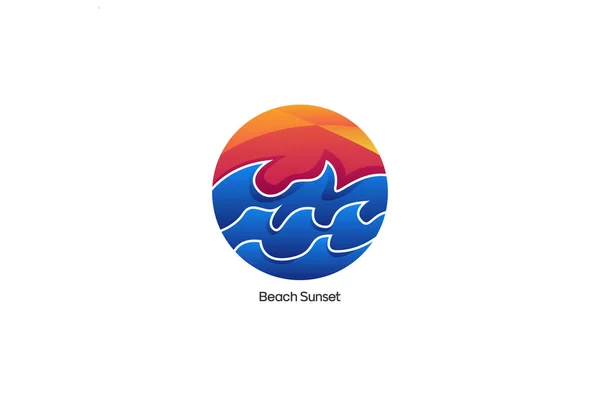 Illustration Vector graphic of Ocean sun wave fit for sunset nature sea logo design etc.