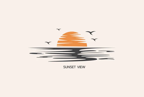 Illustration Vector graphic of Ocean surf vector element fit for summer beach with sunset vacation logo illustration etc.