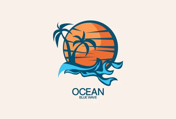 Illustration Vector graphic of Ocean surf vector element logo design for summer beach with sunset fit for vacation logo illustration etc.