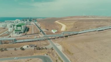 Gas pipeline and production facilities, top view 4K