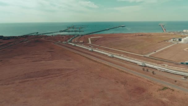 Drone View Port Yellow Fields — Wideo stockowe
