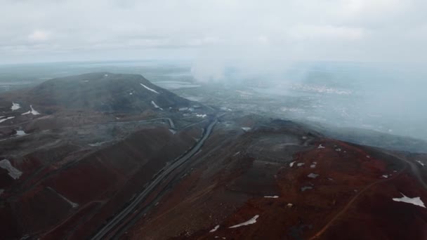 Road Two Quarries Road Hills Top View Drone — Video Stock