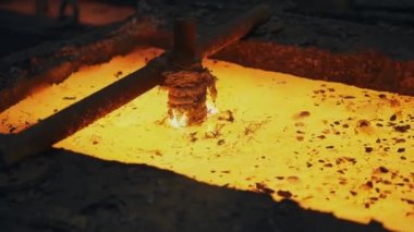 Metal smelting, iron steel works. Bright molten metal. Non-ferrous metallurgy.4K