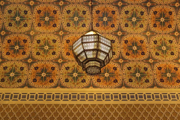 Islamic design and architecture building, pattern design, Islamic design chandelier on the ceiling