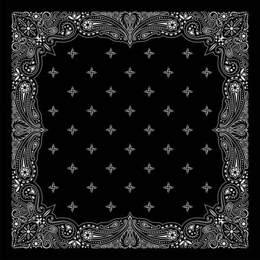 Simply Bandana decorated with white geometric ornament lines that can be applied to fabrics of various colors