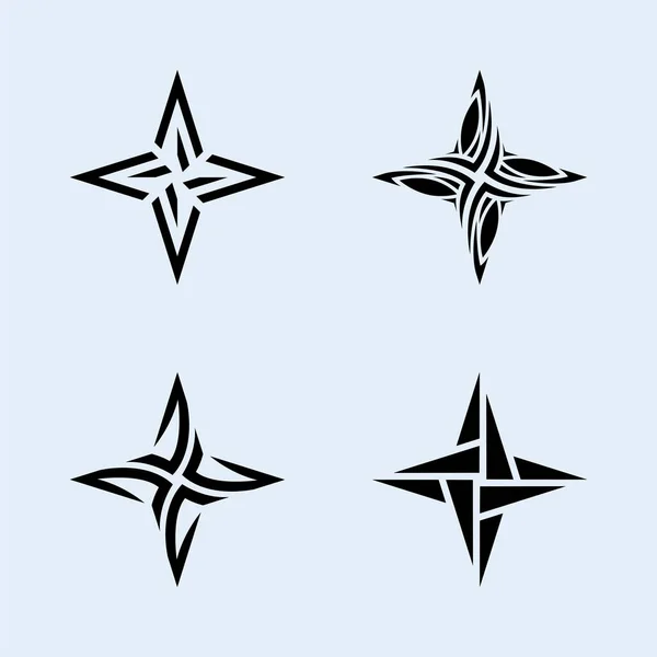 Shuriken Stars Pack Vector Kinds Shape — Stock Vector