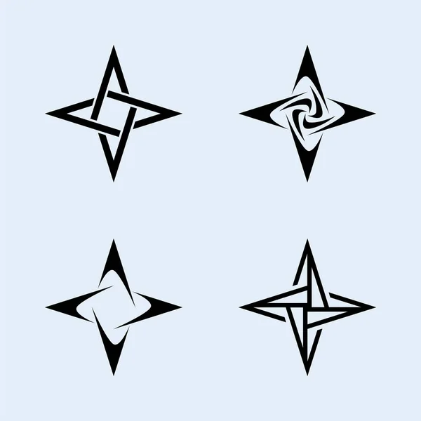 Shuriken Stars Pack Vector Con Tipos Forma — Archivo Imágenes Vectoriales