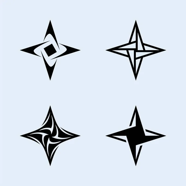 Shuriken Stars Pack Wektor Różnych Kształtach — Wektor stockowy