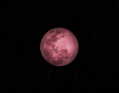 super pink moon april with starry background