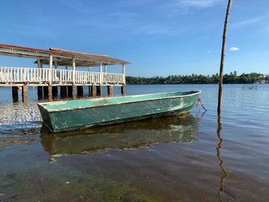 beautiful sunset in the salvadorian pacific ocean. dock