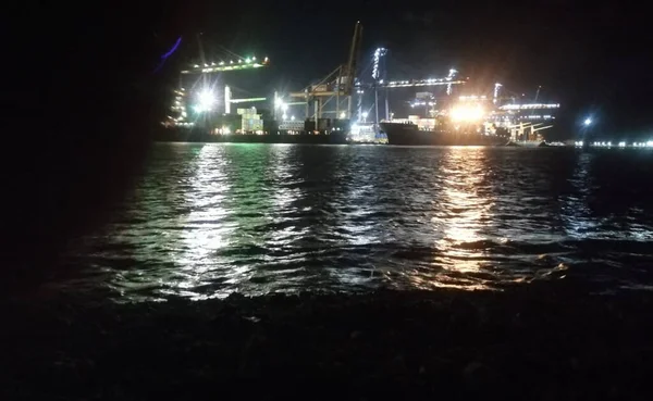 shipi in the sea in the night view