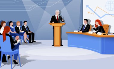 Bilgisayarda çalışan iş adamları. vektör illüstrasyonu