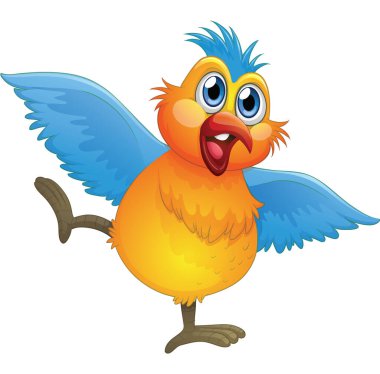 Sevimli bir kuşun karikatür çizimi