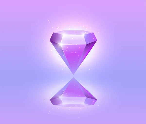 Brightly shining diamond on a pink-blue background. Precious brilliant vector illustration.