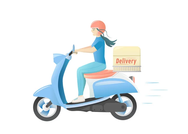 Delivery Man Scooter Isolated White Background Parcel Delivery Online Food — Stock Vector