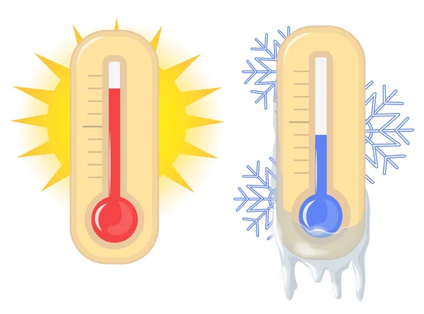 Thermometers High Low Temperature Hot Cold Isolated Illustration Vetores De Stock Royalty-Free