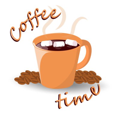 Cup of coffee with marshmallows. Vector illustration.