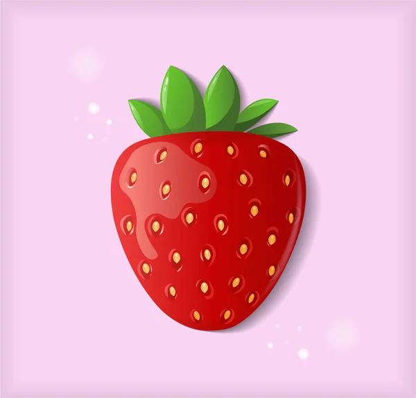 Strawberry isolated on a pink. Juicy berry vector illustration.