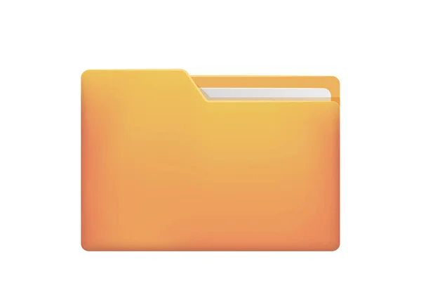 Yellow folder with documents. Folder icon isolated on white background.