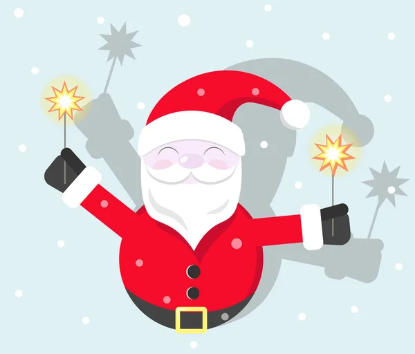Happy Santa Claus with sparklers. Vector illustration.
