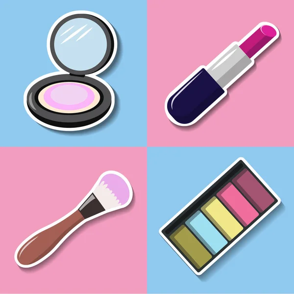 Set Cosmetic Products Bright Background Vector Illustration — ストックベクタ
