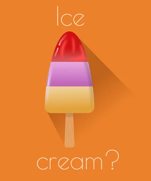 Ice cream poster. Cafe or shop advertisement. Bright vector illustration of popsicle.