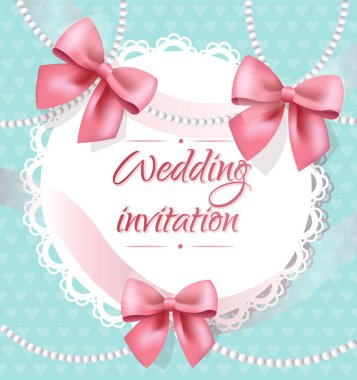 Wedding invitation. Wedding celebration card. Newlyweds invitation. Vector illustration.