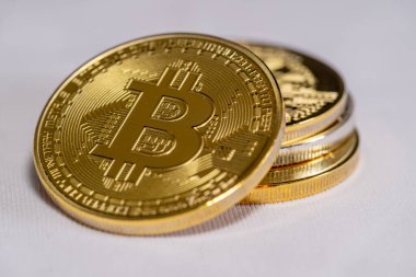 Bitcoin cryptocurrency with white background