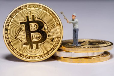 Mining Bitcoin Illustration with white background