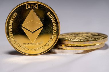 Ethereum coin with white background