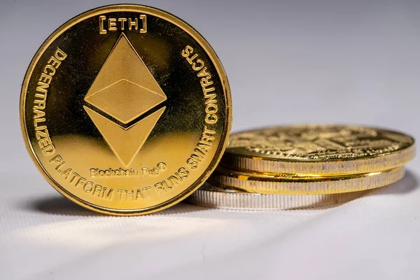 Ethereum coin with white background