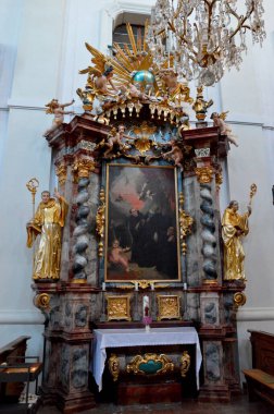 The small altar in the right part of the hall of the Sazava monastery (Czech Republic)