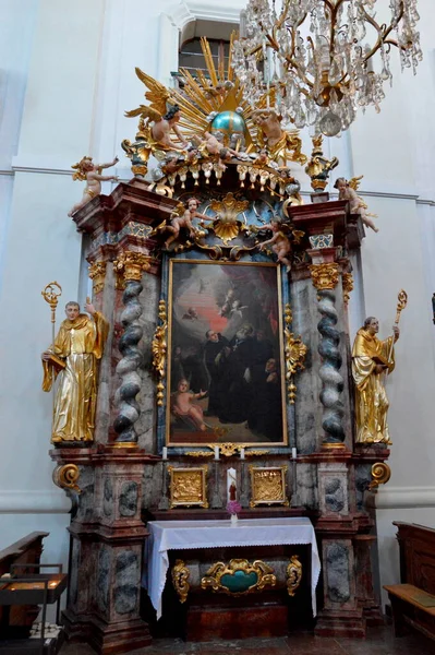 The small altar in the right part of the hall of the Sazava monastery (Czech Republic)