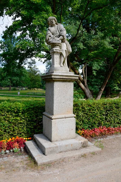 Allegory Winter Statue Mercandinos Gardens Klatovy Czech Republic — Stockfoto