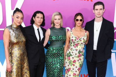 Aisha Dee,  Danny Ramirez,  Lili Reinhart wearing Miu Miu,Andrea Savage and American actor David Corenswet arrive at the Los Angeles Premiere Of Netflix's 'Look Both Ways' on August 16, 2022 in Hollywood, Los Angeles, California, United States