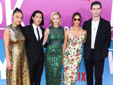 Aisha Dee,  Danny Ramirez,  Lili Reinhart wearing Miu Miu,Andrea Savage and American actor David Corenswet arrive at the Los Angeles Premiere Of Netflix's 'Look Both Ways' on August 16, 2022 in Hollywood, Los Angeles, California, United States