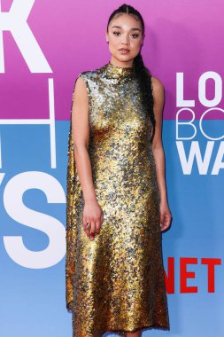 Australian actress Aisha Dee arrives at the Los Angeles Premiere Of Netflix's 'Look Both Ways' held at the Netflix Tudum Theater on August 16, 2022 in Hollywood, Los Angeles, California, United States. 