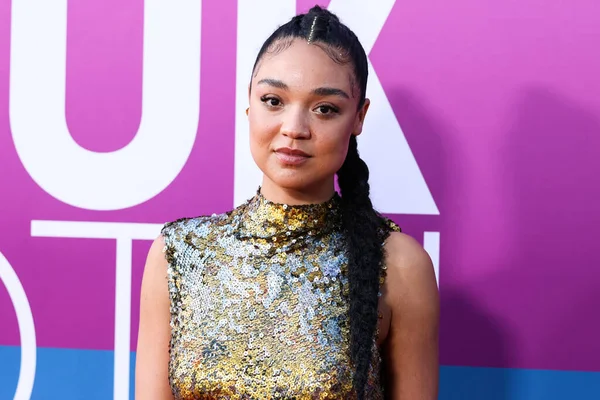 Australian actress Aisha Dee arrives at the Los Angeles Premiere Of Netflix's 'Look Both Ways' held at the Netflix Tudum Theater on August 16, 2022 in Hollywood, Los Angeles, California, United States. 