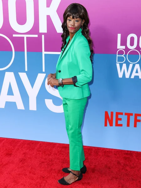 American actress Sufe Bradshaw arrives at the Los Angeles Premiere Of Netflix's 'Look Both Ways' held at the Netflix Tudum Theater on August 16, 2022 in Hollywood, Los Angeles, California, United States. 