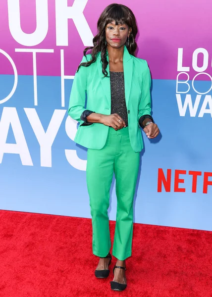 American actress Sufe Bradshaw arrives at the Los Angeles Premiere Of Netflix's 'Look Both Ways' held at the Netflix Tudum Theater on August 16, 2022 in Hollywood, Los Angeles, California, United States. 