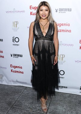 Chinese comedian Jiaoying Summers arrives at the Eugenia Kuzmina And Playboy Launch Reception held at The Godfrey Hotel Hollywood on August 18, 2022 in Hollywood, Los Angeles, California, United States. 