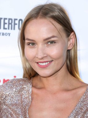Russian actress Stefaniya Makarova arrives at the Eugenia Kuzmina And Playboy Launch Reception held at The Godfrey Hotel Hollywood on August 18, 2022 in Hollywood, Los Angeles, California, United States. 