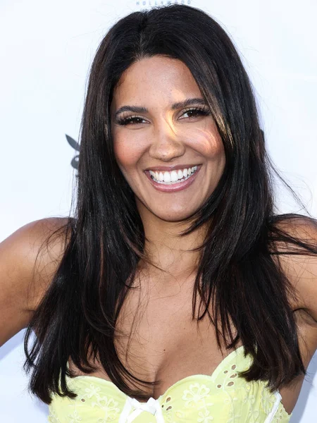 American comedian and model Celisa Franco (CJ Franco) arrives at the Eugenia Kuzmina And Playboy Launch Reception held at The Godfrey Hotel Hollywood on August 18, 2022 in Hollywood, Los Angeles, California, United States. 