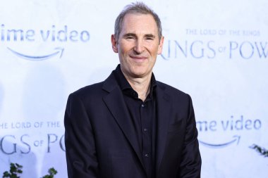 American business executive and Chief Executive Officer (CEO) of Amazon Andy Jassy arrives at the Los Angeles Premiere Of Amazon Prime Video's 'The Lord Of The Rings: The Rings Of Power' Season 1 held at The Culver Studios on August 15, 2022 